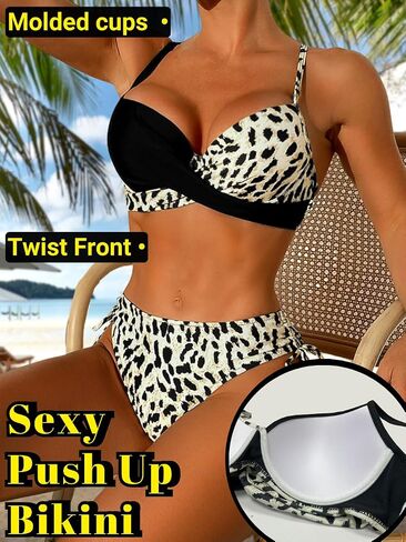 Cheetah Print Bikini Sets, Push Up Swimsuits, B Cups and Above in Saudi Arabia
