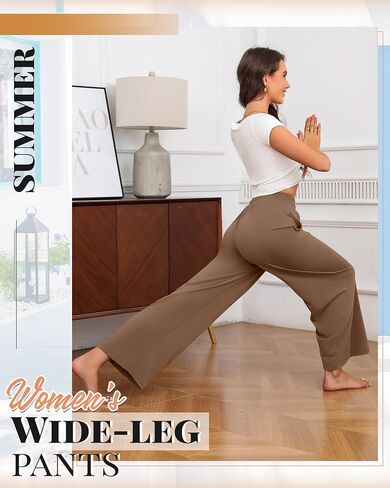 Neer 3 Pack Women's Drawstring Pants Casual Wide Leg Lounge Pants Yoga Sweatpants Loose Summer Comfy Palazzo with Pockets in Saudi Arabia