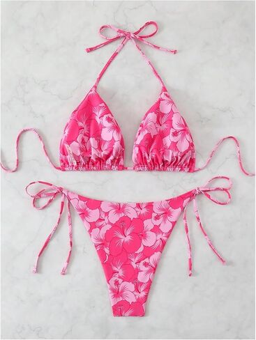 Milumia Women's Plus Size 2 قطعة Boho Floral Swimsuit عاريات الرسن سلسلة بيكيني مجموعة السباحة in Saudi Arabia