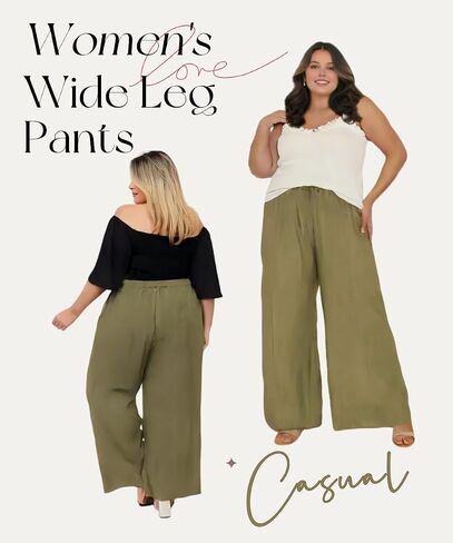 TIYOMI Plus Size Pants Womens Summer Palazzo Pants Drawstring Wide Leg Lounge Pant Casual Beach Trousers with Pockets XL-5XL in Saudi Arabia