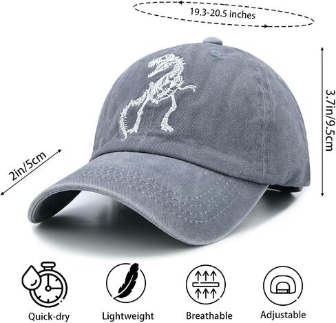 Boys' Dino Hat, Vintage Washed Skeleton Dinosaur Baseball Cap, Adjustable for Kids Age 3-11 in Saudi Arabia