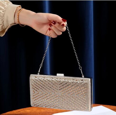 Rhinestone Evening Clutch Purse Sequin Bag,Woman Sparkling Handbag Formal Clutch with Chain for Wedding Party in Saudi Arabia
