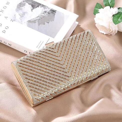 Rhinestone Evening Clutch Purse Sequin Bag,Woman Sparkling Handbag Formal Clutch with Chain for Wedding Party in Saudi Arabia
