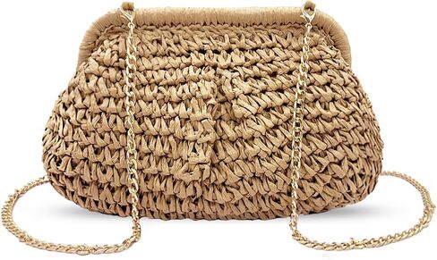 Straw Clutch Purses for Women Crossbody Vacation Handbags Woven Boho Pouch Bags Summer Beach Evening Bags in Kuwait