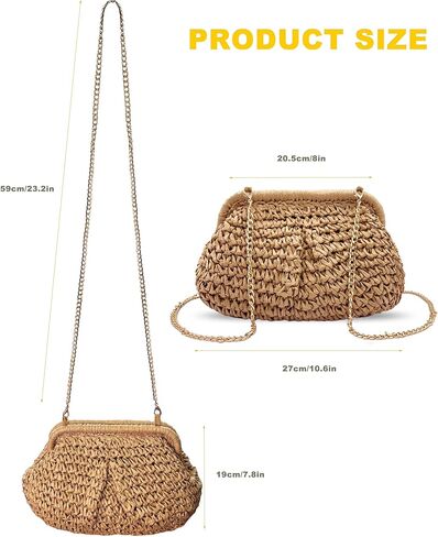 Straw Clutch Purses for Women Crossbody Vacation Handbags Woven Boho Pouch Bags Summer Beach Evening Bags in Kuwait