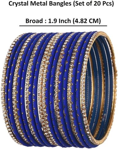Efulgenz Indian Bangles Set - Wedding Bangles with Rhinestone CZ Plain Metal Bracelet for Women in Saudi Arabia