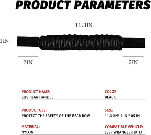 Teguangmei Paracord Grab Bandles ، مقبض مسند رأس الأمامي المتوافق مع J -EEP Wrangler TJ JK JL JT LAND in Kuwait