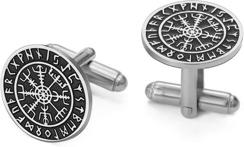 Dreamtimes Viking Runes Mythical Norse Vegvisir Cufflinks Stainless Steel Steel Viking Compass Cuff Cuff Classic محفور المجوهرات للرجال الزفاف العريس هدايا in Kuwait