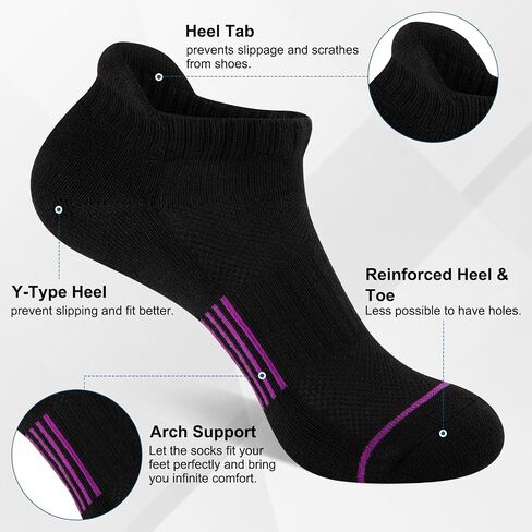 Heatuff 7 Pairs Womens Ankle Socks Athletic Cushioned Anti-Blister Running Low Cut Socks with Tab in Saudi Arabia