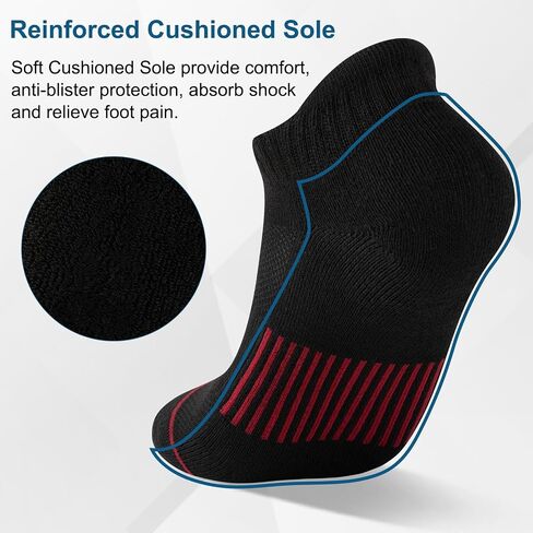 Heatuff 7 Pairs Womens Ankle Socks Athletic Cushioned Anti-Blister Running Low Cut Socks with Tab in Saudi Arabia