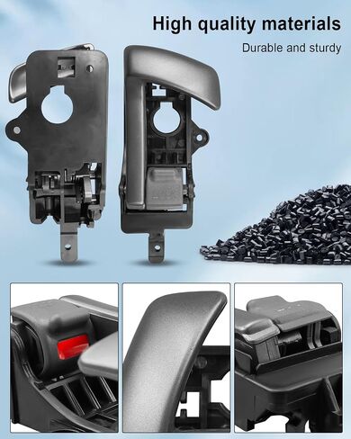 TIKSCIECNE Interior Door Handle Fit for Santa Fe 2007 2008 2009 2010 2011 2012 Replace 82610-2B000 82620-2B000，Left and Right Side Door Handle Including Black House Silver Lever Gray Knob in Saudi Arabia