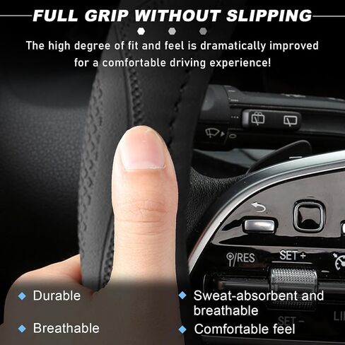 15 Inch Leather Steering Wheel Cover, Breathable Anti-Slip Steering Wheel Protector Cover, Elastic Soft Comfortable Universal Wheel Cover for Men and Women, Car Accessories (Beige) in Saudi Arabia