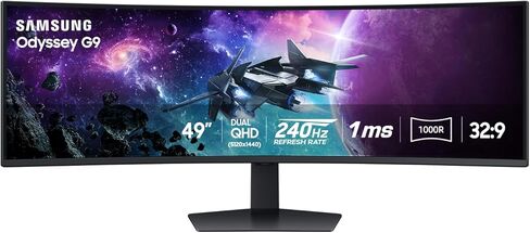 شاشة ألعاب سامسونج أوديسي G9 مقاس 49 بوصة DQHD 1000R منحنية، 1 مللي ثانية (GtG)، VESA DisplayHDR 1000، 240 هرتز، AMD FreeSync Premium Pro، حامل قابل لضبط الارتفاع، LS49CG954ENXZA، 2024 in Kuwait