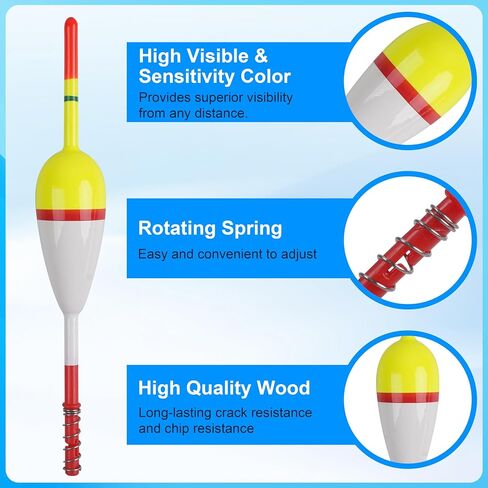 SILANON Wood Slip Bobbers Fishing Floats and Bobbers Spring Oval Stick Slip Floats for Crappie Catfish Trout Panfish Walleyes Fishing 5/10pcs in Saudi Arabia