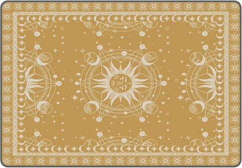 سجادة الشمس والقمر بوهو سجاد المنطقة السماوية لغرفة النوم وغرفة المعيشة البوهيمية الغامضة والهلال الشمسي ونجوم المجرة سجادة أرضية ممسحة سجادة، 47 بوصة × 31 بوصة، أسود in Kuwait