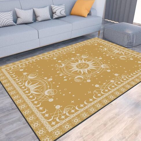 سجادة الشمس والقمر بوهو سجاد المنطقة السماوية لغرفة النوم وغرفة المعيشة البوهيمية الغامضة والهلال الشمسي ونجوم المجرة سجادة أرضية ممسحة سجادة، 47 بوصة × 31 بوصة، أسود in Kuwait