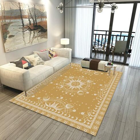 سجادة الشمس والقمر بوهو سجاد المنطقة السماوية لغرفة النوم وغرفة المعيشة البوهيمية الغامضة والهلال الشمسي ونجوم المجرة سجادة أرضية ممسحة سجادة، 47 بوصة × 31 بوصة، أسود in Kuwait