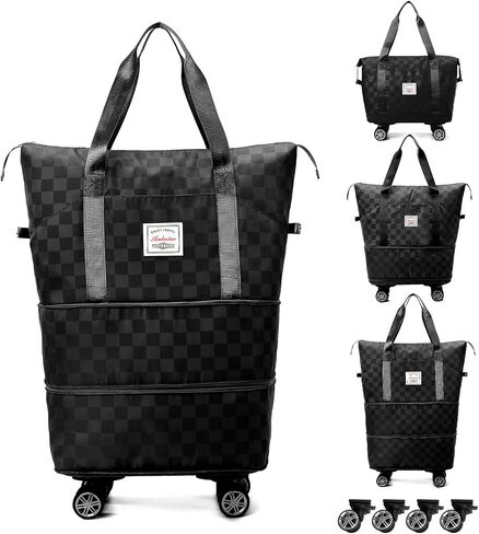 Foldable Travel Duffel Bag, Expandable Duffle Bag with Wheels, Lightweight Luggage Bags for Travel Carry on, Women Large Expandable Foldable Travel Bags Organizer for Luggage in Saudi Arabia