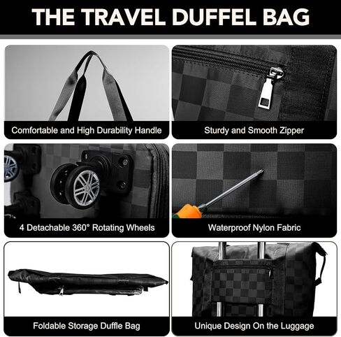 Foldable Travel Duffel Bag, Expandable Duffle Bag with Wheels, Lightweight Luggage Bags for Travel Carry on, Women Large Expandable Foldable Travel Bags Organizer for Luggage in Saudi Arabia
