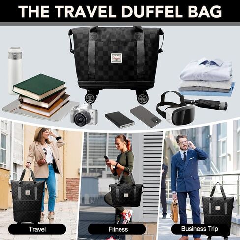 Foldable Travel Duffel Bag, Expandable Duffle Bag with Wheels, Lightweight Luggage Bags for Travel Carry on, Women Large Expandable Foldable Travel Bags Organizer for Luggage in Saudi Arabia