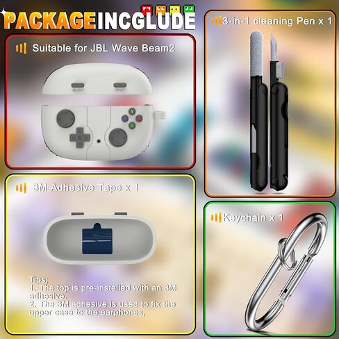 RFUNGUANGO case for Sony WF-1000XM5 with Keychain/Cleaning Tool, Soft Silicone Protective Case, Gaming Console Theme Protective Case (for Sony WF1000XM5 True Wireless Earbuds) - Dark gray in Kuwait