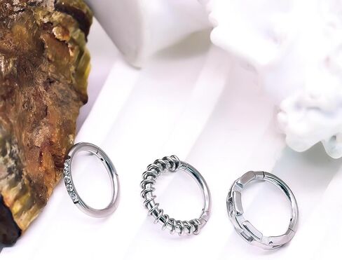3 Pcs Nose Rings Hoops for Women 316L Surgical Steel Opal Septum Rings 16G Hinged Nose Piercings Jewelry Cartilage Earring Helix Rook Tragus Daith 8mm in Saudi Arabia