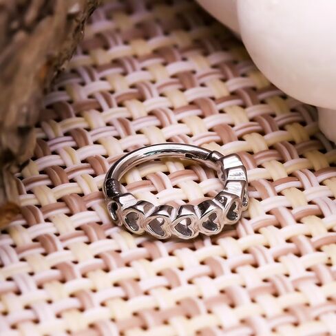 3 Pcs Nose Rings Hoops for Women 316L Surgical Steel Opal Septum Rings 16G Hinged Nose Piercings Jewelry Cartilage Earring Helix Rook Tragus Daith 8mm in Saudi Arabia