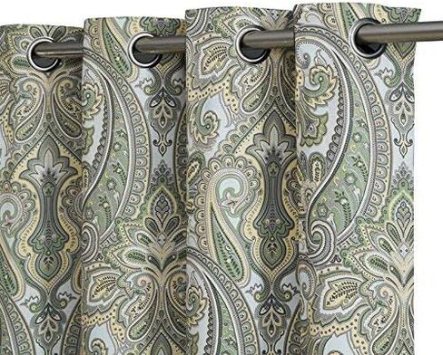 HLC.ME Paris Paisley Thermal Insulated Blackout Decorative Rod Pocket Short Scalloped Curtain Valance for Kitchen, Bathroom, Basement and Small Windows (50 W x 20 L Inch, Sage Green) in Saudi Arabia