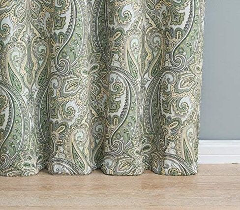HLC.ME Paris Paisley Thermal Insulated Blackout Decorative Rod Pocket Short Scalloped Curtain Valance for Kitchen, Bathroom, Basement and Small Windows (50 W x 20 L Inch, Sage Green) in Saudi Arabia