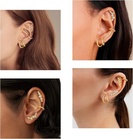 SONNYX Dainty Hypoallergenic Flat Back Earrings for Women Trendy Small 14K Gold Surgical Stainless Steel Earrings Flatback Stud Hoop Cartilage Earring Set for Multiple Piercing in Saudi Arabia