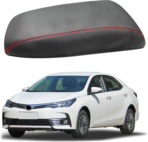 Bilisin Center Console Cover Compatible with Toyota Corolla 2014-2019 Accessories Waterproof Middle Console Lid Cover PU Leather Armrest Box Cover Protector (Red Thread) in Saudi Arabia