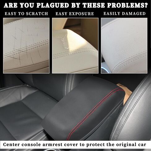 Bilisin Center Console Cover Compatible with Toyota Corolla 2014-2019 Accessories Waterproof Middle Console Lid Cover PU Leather Armrest Box Cover Protector (Red Thread) in Saudi Arabia