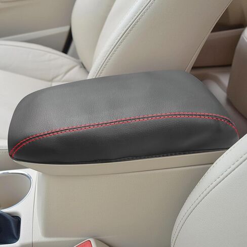 Bilisin Center Console Cover Compatible with Toyota Corolla 2014-2019 Accessories Waterproof Middle Console Lid Cover PU Leather Armrest Box Cover Protector (Red Thread) in Saudi Arabia