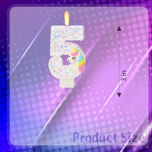 Number 5 Unicorn Birthday Number Candles for Cake, 5th Pink Glitter Candle, Fun Unicorn Cake Topper, Birthday Decorations & Cupcake Toppers for Party Supplies in Saudi Arabia