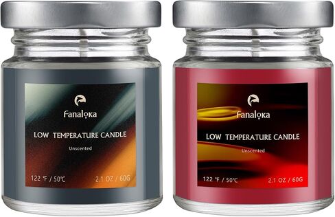 Low Temperature Candles Sets, Low Heat Body Safe Candles, Unscented, Black & Red (4.2 oz Variety Pack, 2 Pack)- FANALOKA in Saudi Arabia