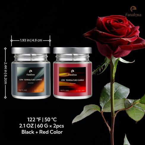 Low Temperature Candles Sets, Low Heat Body Safe Candles, Unscented, Black & Red (4.2 oz Variety Pack, 2 Pack)- FANALOKA in Saudi Arabia