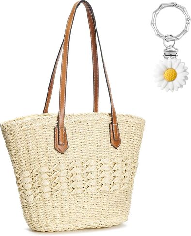 Large Straw Beach Bag for Women Summer Tote Bags Shoulder Handbags Woven Straw Totes-Perfect for Vacations and Outings in Saudi Arabia