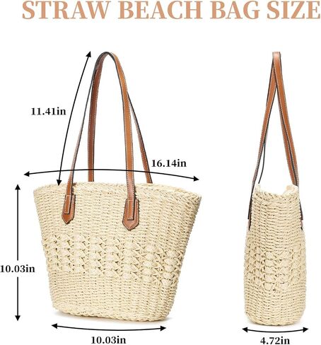 Large Straw Beach Bag for Women Summer Tote Bags Shoulder Handbags Woven Straw Totes-Perfect for Vacations and Outings in Saudi Arabia