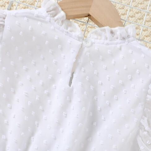 Girls Summer Dress Swiss Dots Ruffle Flutter Sleeve A-Line Sundress Flowy Pleated Dress for 5-13Y in Saudi Arabia