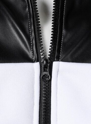 FANARCHER Mens Lightweight Bomber Jacket Casual Zipper Coat Color Block with Faux Leather Varsity Jacket in Saudi Arabia