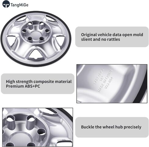 TangMiGe 4-Pack Wheel Skins Compatible with Toyota Tacoma 2005-2023, 16 inch 16", Hubcap Wheel Cover (Black Color) in Saudi Arabia