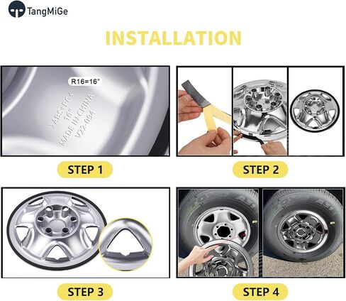 TangMiGe 4-Pack Wheel Skins Compatible with Toyota Tacoma 2005-2023, 16 inch 16", Hubcap Wheel Cover (Black Color) in Saudi Arabia