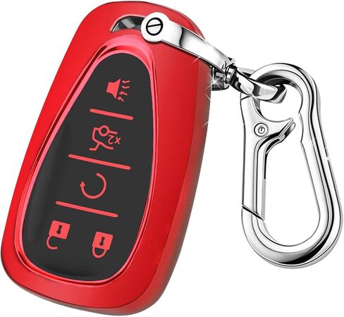 لغطاء مفتاح Chevy مع سلسلة المفاتيح ، واقي قذيفة Car Key Case لـ Chevrolet Equinox Malibu Camaro Traverse Blazer Cruze Volt Bolt Sonic Trax Tahoe 5 Buttons Smart Key Colder (Blue) in Saudi Arabia