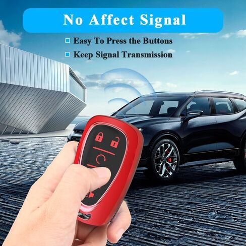لغطاء مفتاح Chevy مع سلسلة المفاتيح ، واقي قذيفة Car Key Case لـ Chevrolet Equinox Malibu Camaro Traverse Blazer Cruze Volt Bolt Sonic Trax Tahoe 5 Buttons Smart Key Colder (Blue) in Saudi Arabia