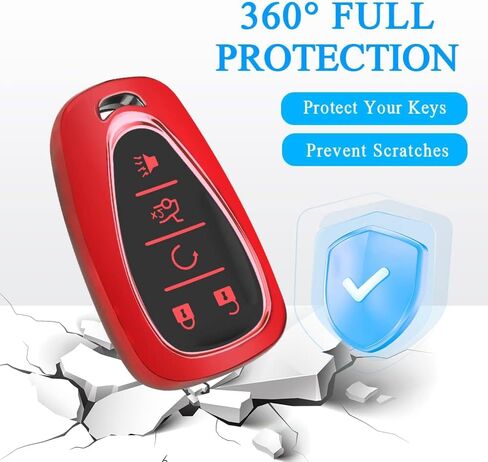 لغطاء مفتاح Chevy مع سلسلة المفاتيح ، واقي قذيفة Car Key Case لـ Chevrolet Equinox Malibu Camaro Traverse Blazer Cruze Volt Bolt Sonic Trax Tahoe 5 Buttons Smart Key Colder (Blue) in Saudi Arabia