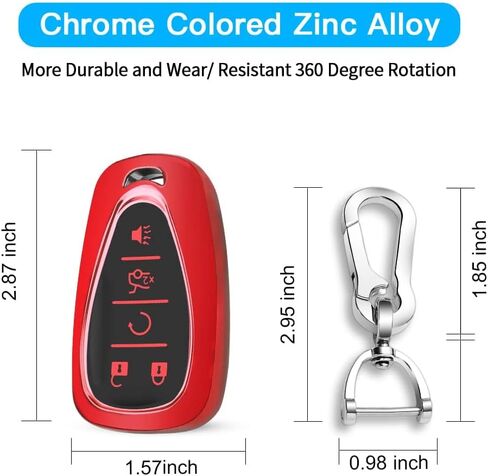 لغطاء مفتاح Chevy مع سلسلة المفاتيح ، واقي قذيفة Car Key Case لـ Chevrolet Equinox Malibu Camaro Traverse Blazer Cruze Volt Bolt Sonic Trax Tahoe 5 Buttons Smart Key Colder (Blue) in Saudi Arabia