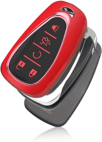 لغطاء مفتاح Chevy مع سلسلة المفاتيح ، واقي قذيفة Car Key Case لـ Chevrolet Equinox Malibu Camaro Traverse Blazer Cruze Volt Bolt Sonic Trax Tahoe 5 Buttons Smart Key Colder (Blue) in Saudi Arabia