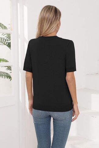 Womens Short Sleeve Sweaters Summer Tops Crew Neck Hollow Out Pullover Shirt Lightweight Knit Sweaters in Kuwait