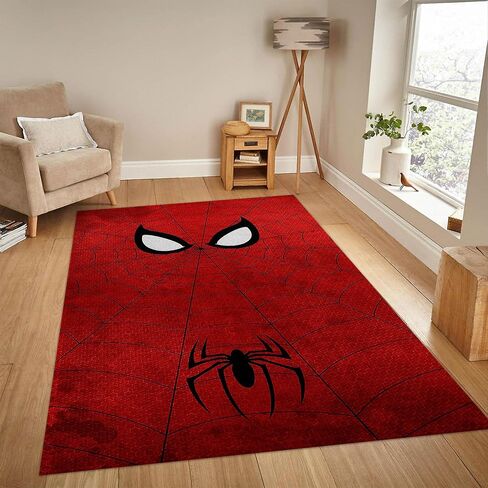 Spider Area Rug 3D Digital Print Carpet White Eyes Red Spider Web Rug Perfect for Kids Room Bedroom Playroom and Home Decoration Floor Mat Rugs 2' x 3' in Saudi Arabia