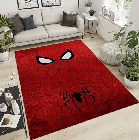 Spider Area Rug 3D Digital Print Carpet White Eyes Red Spider Web Rug Perfect for Kids Room Bedroom Playroom and Home Decoration Floor Mat Rugs 2' x 3' in Saudi Arabia